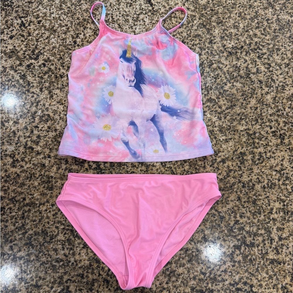 Wonder Nation Pink Unicorn Tank Top and Bottom Set Girls Size‎ Large 10/12